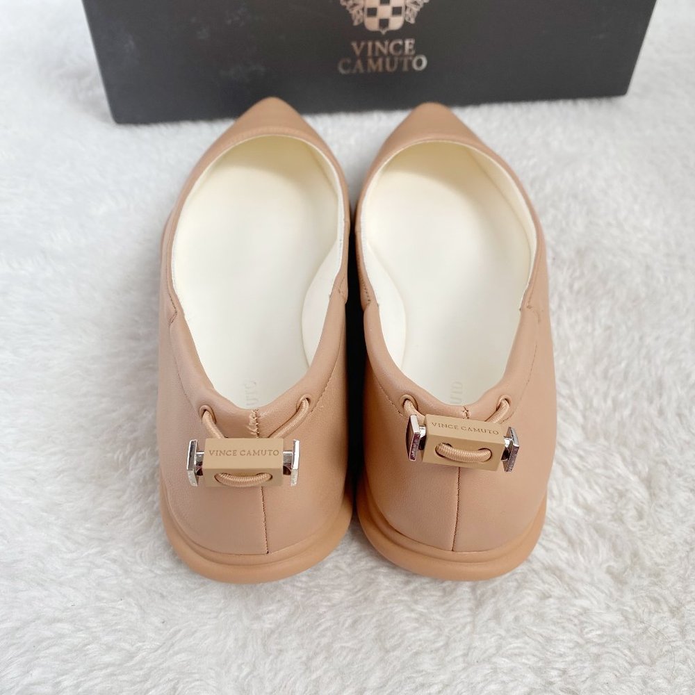 Vince Camuto Bendreta Pointed-Toe Ballet Flats, Leather, Sandstone, 7/7.5/8/8.5 - Picture 5 of 9